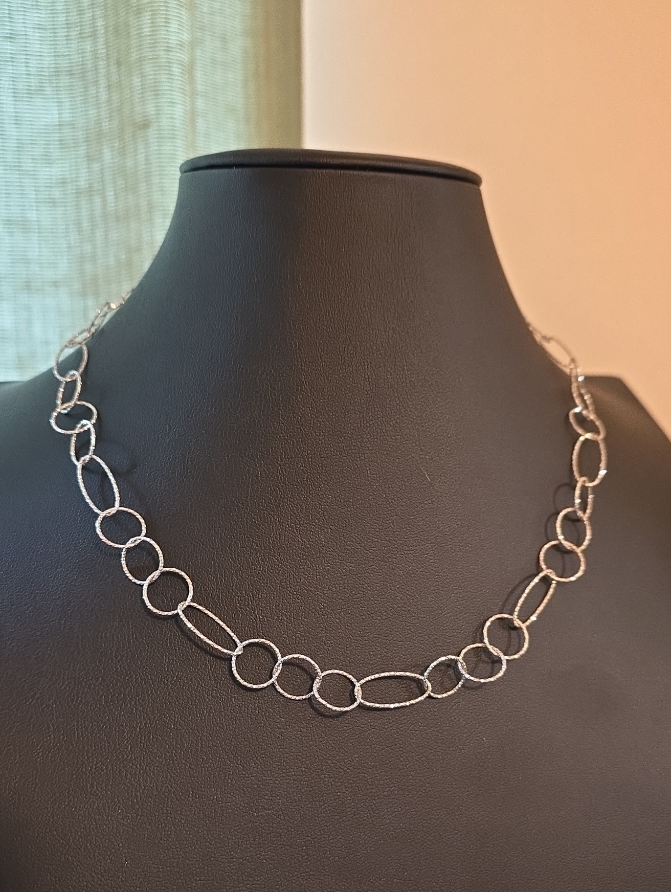 Vintage Italian Sterling Silver MultiSize Link Chain Necklace Signed Mws